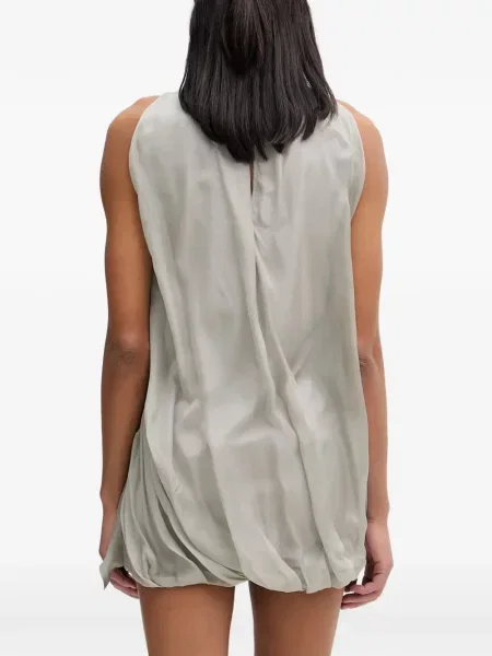 Rochie mini Isabelle Blanche fără mâneci drapată gri