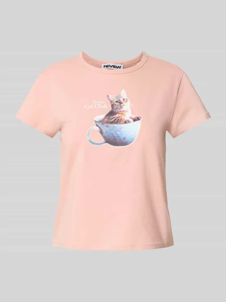 T-shirt z nadrukiem z motywem i logo Review
