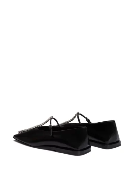 Balerini Jil Sander cu vârf pătrat de cristal negru
