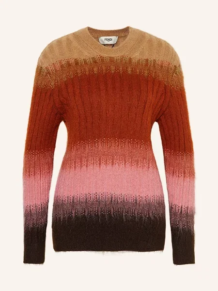 Fendi Sweter Z Moheru braun czerwony