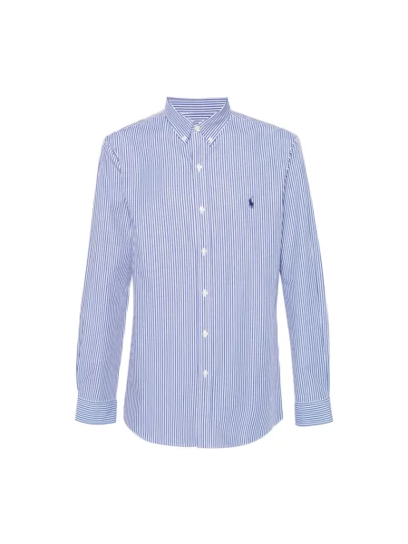 Koszula Polo Ralph Lauren w paski z paskiem popelinowa niebieska