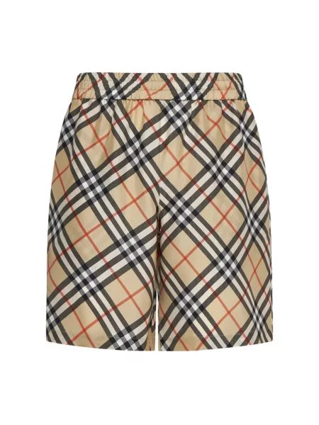 Wielobarwność bermudy Burberry w kratkę retro beżowe