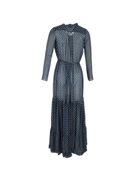 Rochie maxi Saloni cu buline cu mâneci lungi lungă albastru