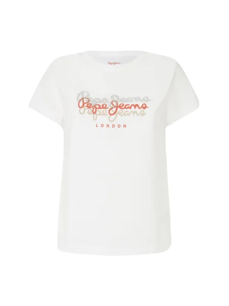 Pepe Jeans Tričko GALEY oranžová / strieborná biela