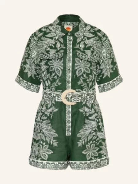 Farm Rio Kombinezon Miranda Z Lnu gruen biały