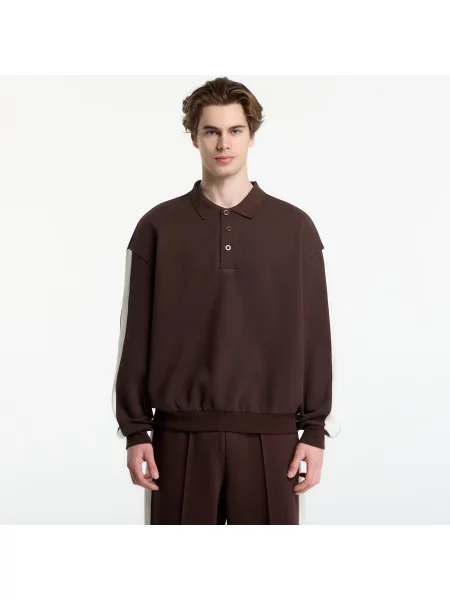 Tričko Urban Classics Oversized Piqué Longsleeve Polo Brown XL hnědé