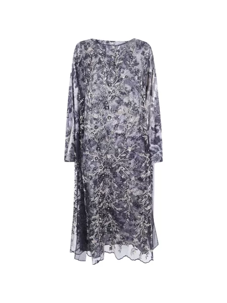 Rochie midi Antonio Marras cu model floral din dantelă gri