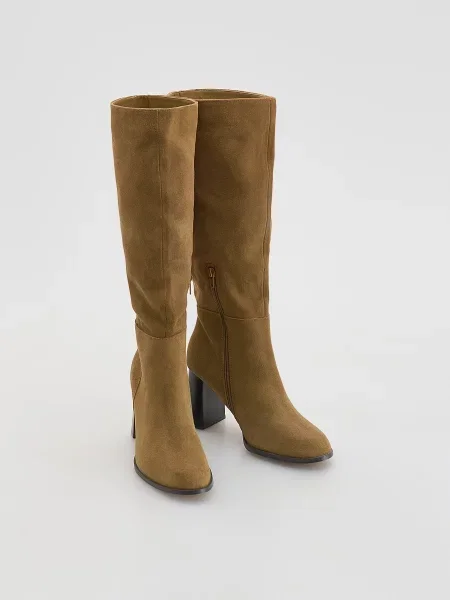 Замшевые ботфорты Reserved бежевые