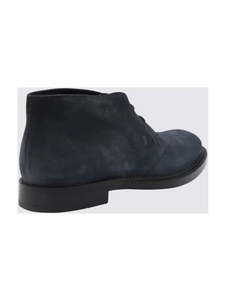 Botki Tod's zamszowe na płaskim obcasie niebieskie