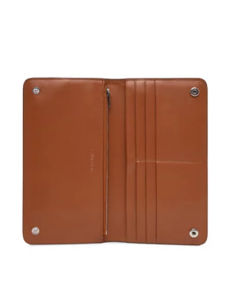 Calvin Klein Piniginė Foil Logo Passport Longfold Ruda juoda