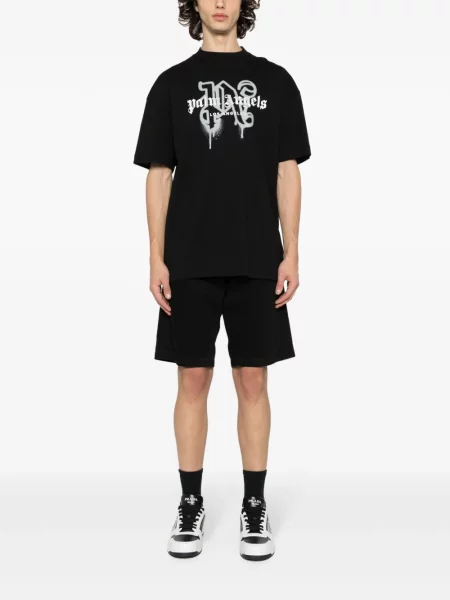 Raštuotas marškinėliai Palm Angels juoda