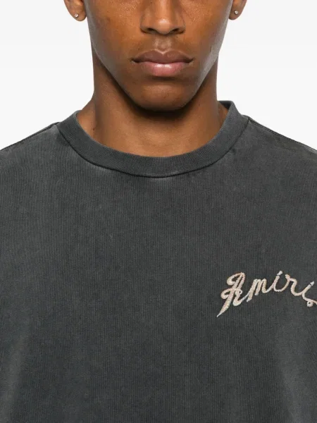 Tricou Amiri cu broderie scurt negru