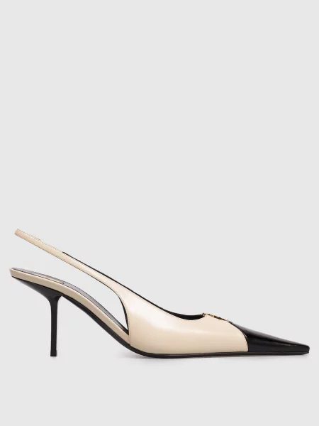 Кожаные мюли Saint Laurent бежевые