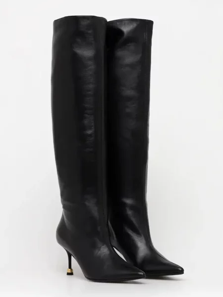 Кожаные сапоги Vanda Novak на шпильке черные