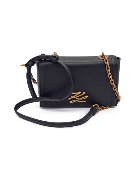 Torebka crossbody Karl Lagerfeld skórzana z logo czarna