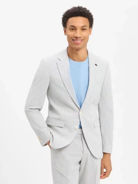 Finshley & Harding London kurtka modułowa Brixdon Mężczyźni Slim Fit Sztuczne włókno niebieski|biały w 44 biała