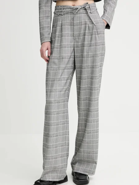 Alohas spodnie Cata proste high waist szary