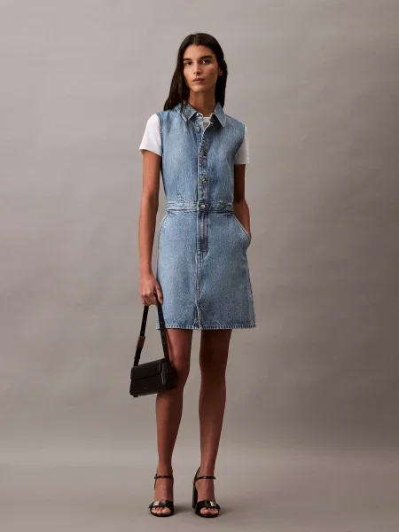 Rifľové šaty Calvin Klein Jeans modrá