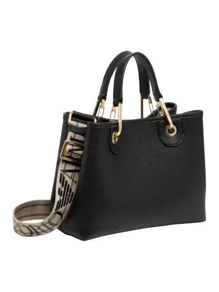 Torebka crossbody Emporio Armani z magnetycznym zapięciem skórzana czarna