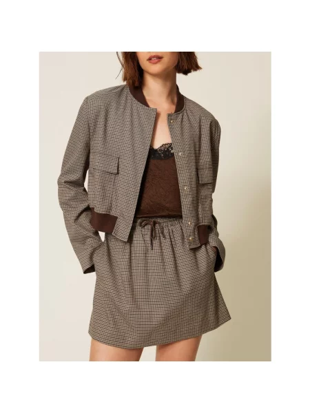 Kurtka bomber Twinset brązowy