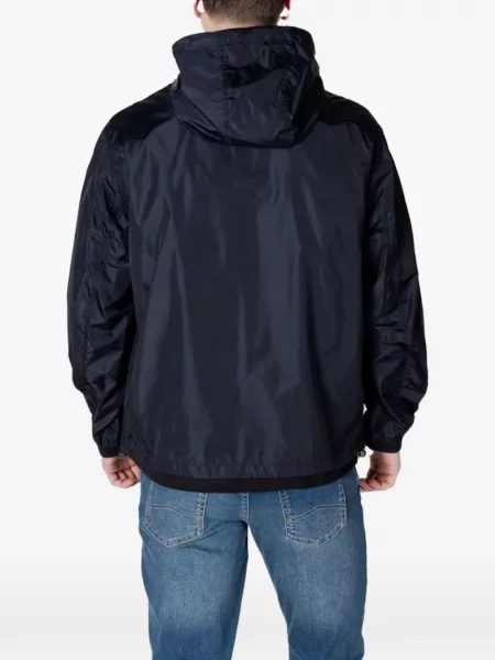 Μπουφάν Armani Exchange με κουκούλα με αυτόγραφο μπλε