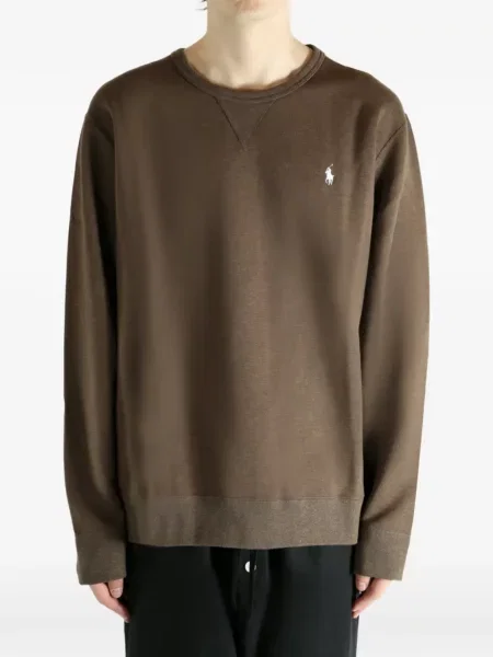 Polo Polo Ralph Lauren z dekoltem w serek z autografem z twillu brązowe