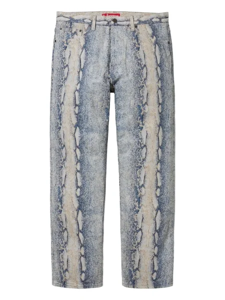 Džíny Supreme s potiskem s hadím vzorem modré