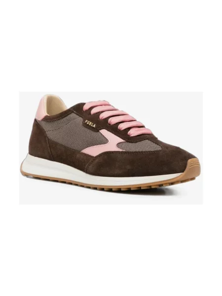 Sneakersy Furla sznurowane skórzane retro brązowe