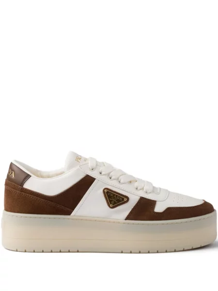 Sneakerși Prada cu platformă maro