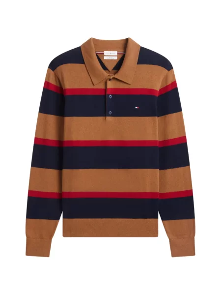 Gulerat tricou polo Tommy Hilfiger cu dungi albastru