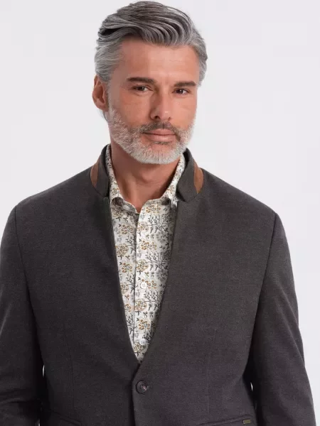 Меланж яке Ombre със стояща яка черно