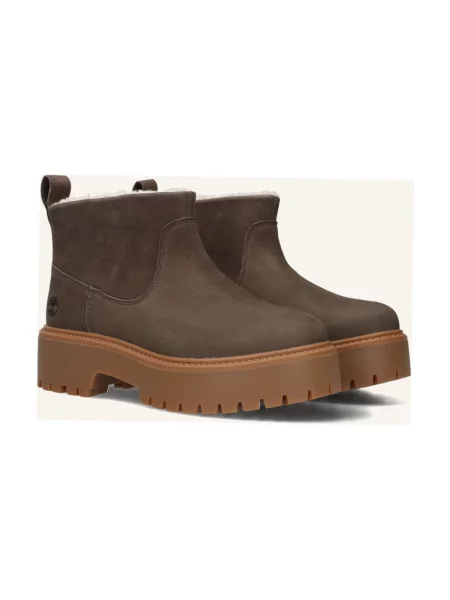 Botki Timberland skórzane w miejskim stylu z kamieniami szare