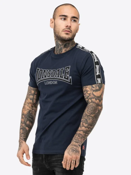 LONSDALE Tričko Vementry tmavomodrá / čierna biela