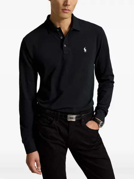 Мрежеста бягане подрязан поло тениска Polo Ralph Lauren синьо