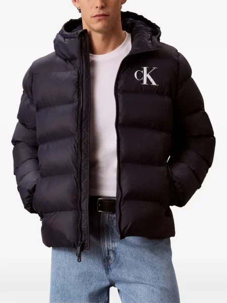 Geacă Calvin Klein cu glugă cu imagine albastru