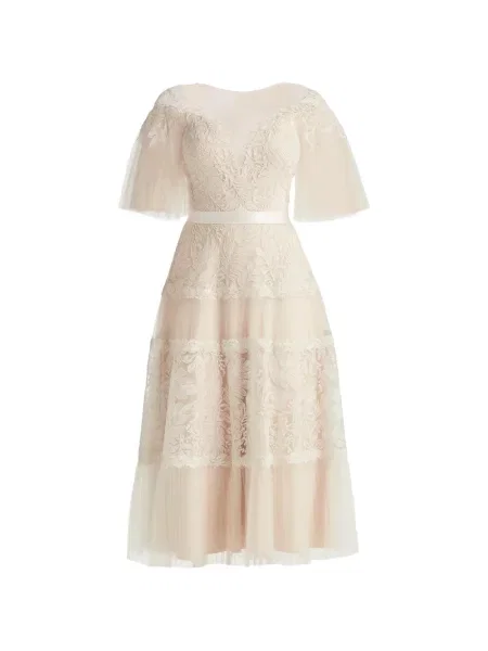 Rochie Tadashi Shoji din dantelă de costum alb