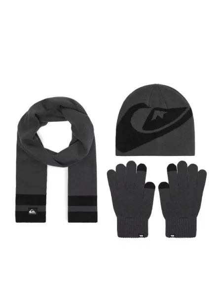 Quiksilver Комплект шапка шал и ръкавици Тъмносив