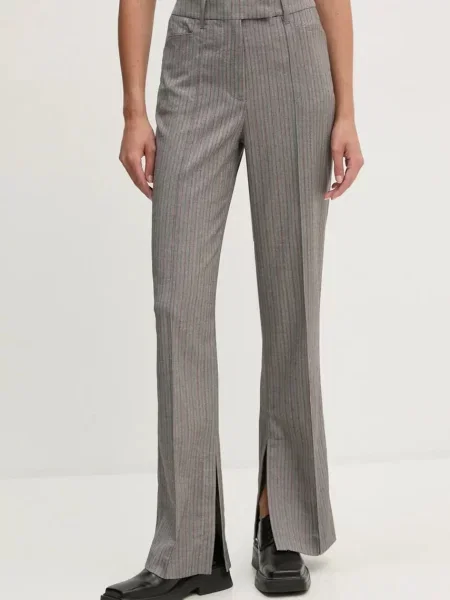 Remain nadrág Herringbone Slim Pants női magas derekú széles szürke