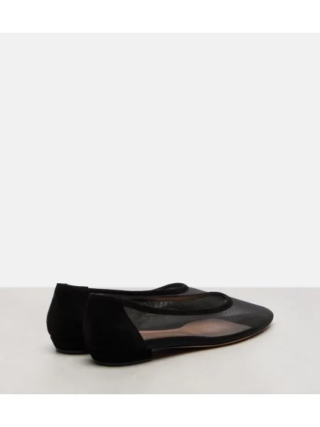Balerini Gianvito Rossi transparente din organza negru