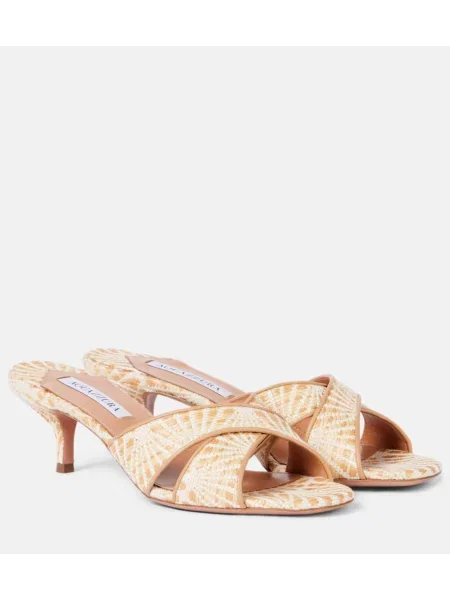 Papuci tip mules Aquazzura din piele bej