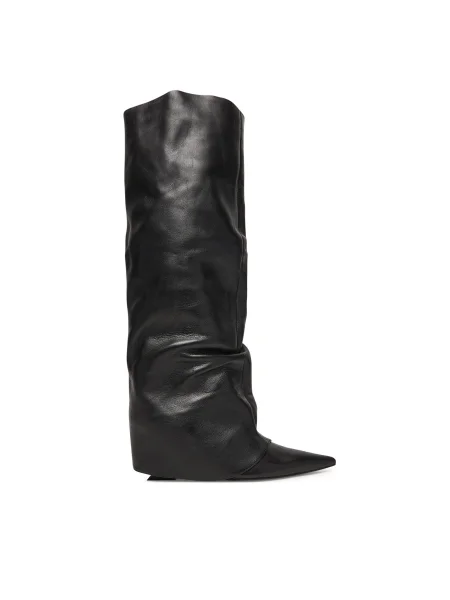 Кожени каубойски ботуши Naked Wolfe Stated със скосена платформа Stated Black Leather черно