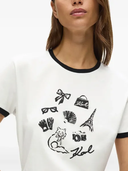 Tricou Karl Lagerfeld cu imagine alb