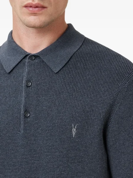Polo Allsaints cu broderie albastru