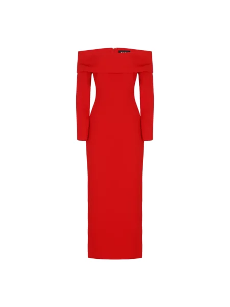 Sukienka midi Solace London do kolan garniturowa czerwona