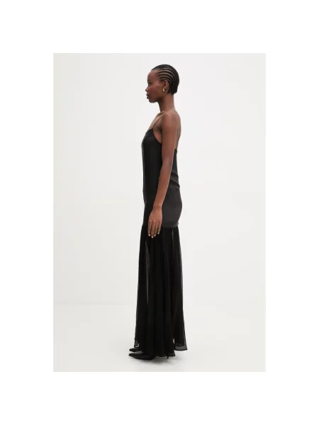 Anine Bing CLEMENTINE DRESS BLACK sukienka gładka z lnu czarna