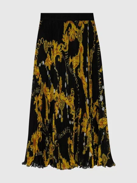 Спідниця плісе в принт Chain Couture Versace Jeans Couture чорна
