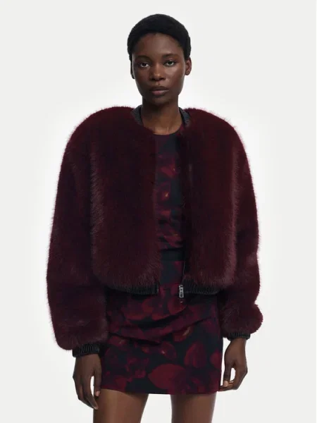 Яке бомбър Desigual RASPBERRY бордо преходен модел червено