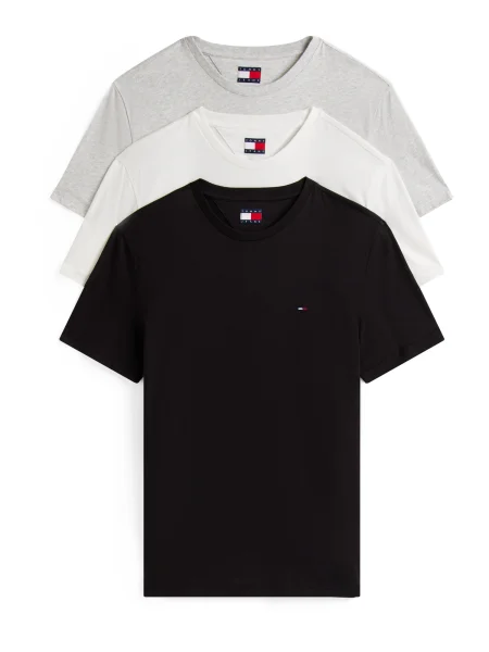 Tommy Jeans Tricou gri deschis / negru alb