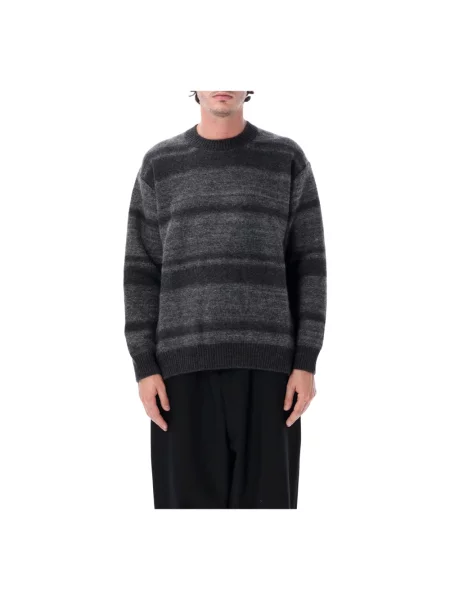 Sweter Comme Des Garcons wełniany w paski z paskiem szary