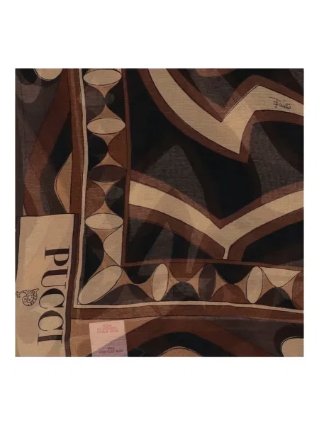 Fular Pucci de mătase cu imagine cu imprimeu geometric maro